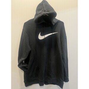 Nike Big Center Swoosh Faded Black Hoodie Sweatshirt Med Runs Big Skater Grunge